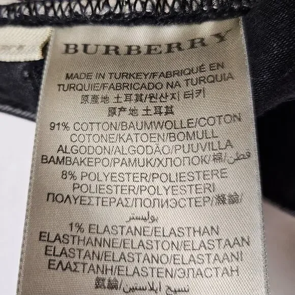 Burberry Brit Stretfield Women 27 Jean Black Denim Skinny Biker Designer Cotton - Picture 15 of 16